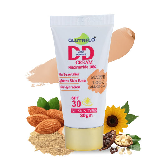 Glutaflo DD Cream, Light Evens Skin Tone, Multi-Function Daily Defense Cream, SPF 30 UV Protection, With Niacinamide 10%, All Skin Type, 30 gm
