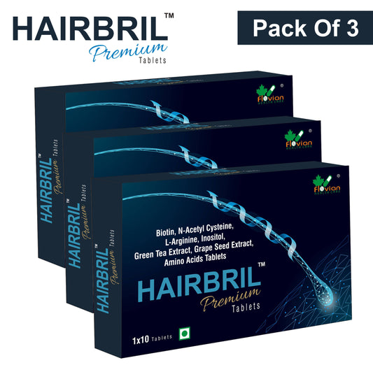 HAIRBRIL Healthy Hair Supplement with DHT Blockers & Advanced Biotin, for Best Hair Growth, Control Hair Loss, Promote Regrowth, Certified Clean & Vegan Hair Supplements for Men & Women 30 Tablets (Pack of 3)
