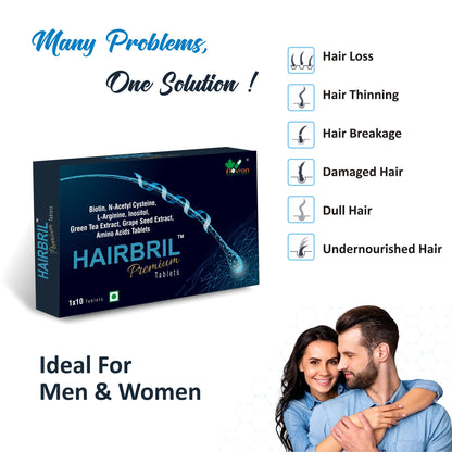 HAIRBRIL Healthy Hair Supplement with DHT Blockers & Advanced Biotin, for Best Hair Growth, Control Hair Loss, Promote Regrowth, Certified Clean & Vegan Hair Supplements for Men & Women 30 Tablets (Pack of 3)
