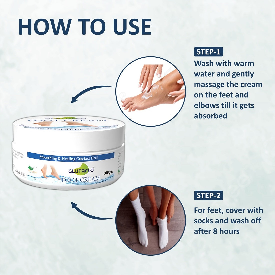 Glutaflo Foot Cream For Rough, Dry and Cracked Heel, Feet Cream For Heel Repair With Benefits of Urea, Lactic Acid and Vitamin E All Skin Types 100 Gm.